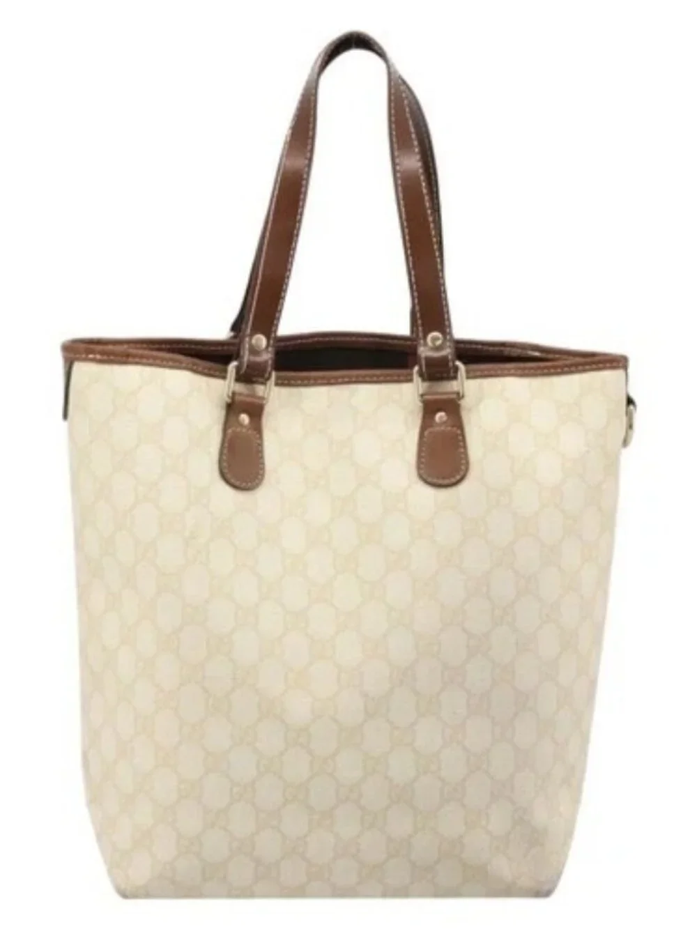 GUCCI GG Supreme Tote Bag PVC Ivory Gold 189896 Auth BAZ627